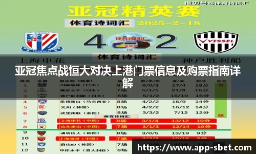 亚冠焦点战恒大对决上港门票信息及购票指南详解